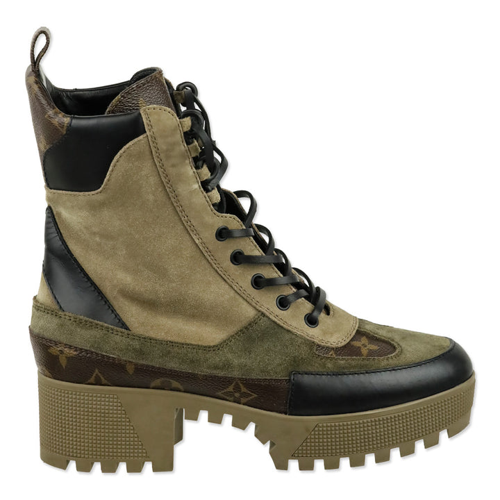 Louis Vuitton Laureate Desert Suede & LV Monogram Combat Boots