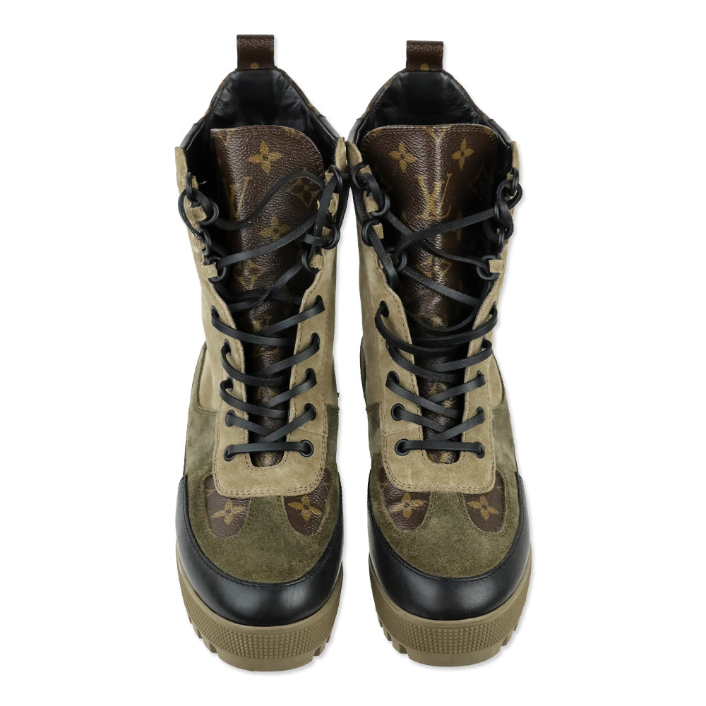 Louis Vuitton Laureate Desert Suede & LV Monogram Combat Boots