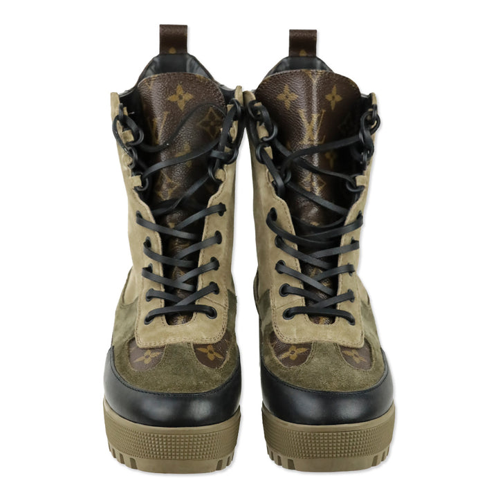 Louis Vuitton Laureate Desert Suede & LV Monogram Combat Boots