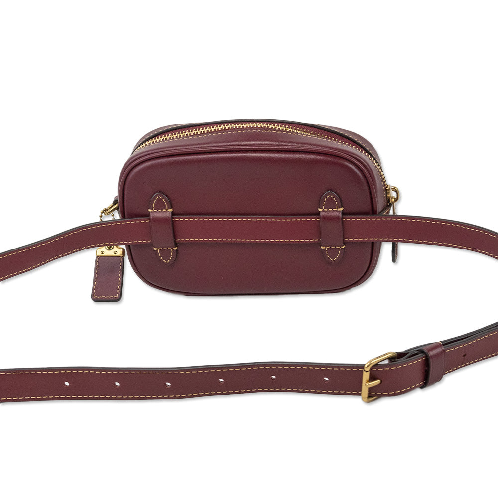 Coach Monogram and Burgundy Leather Adjustable Fanny Pack