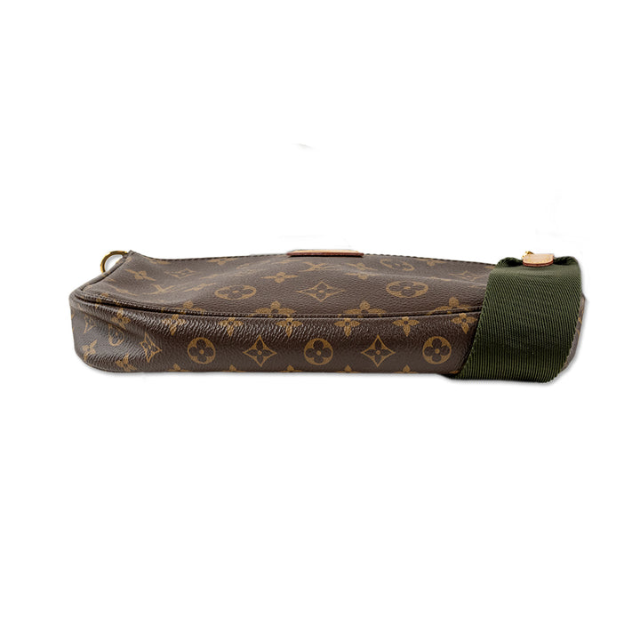 Louis Vuitton Monogram Multi Accessory Pouchette with Green Logo Strap