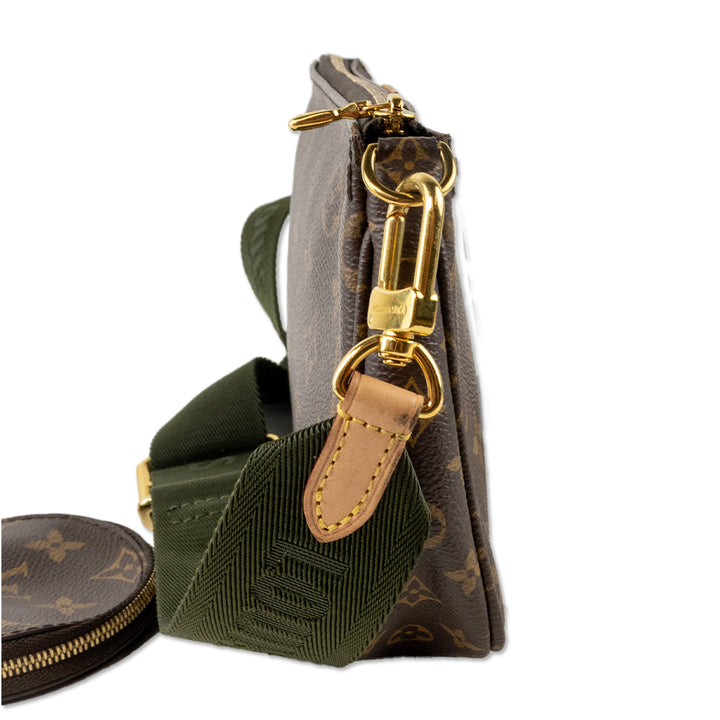 Louis Vuitton Monogram Multi Accessory Pouchette with Green Logo Strap