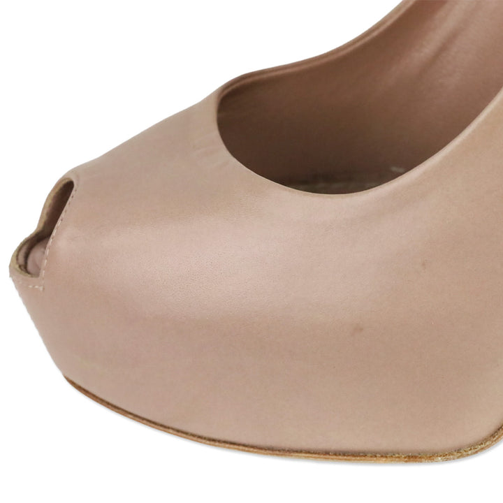 Louis Vuitton Nude Leather Oh Really! Padlock Peep Platform Pump