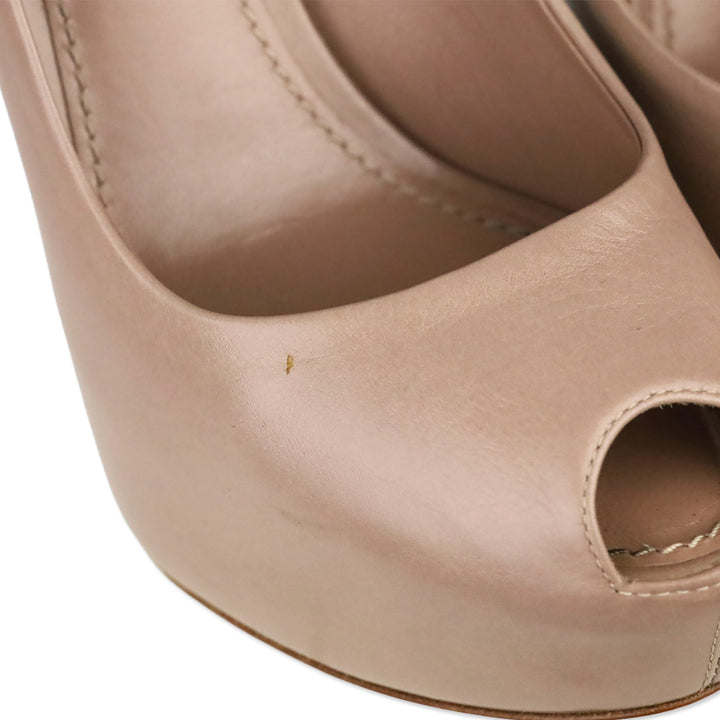 Louis Vuitton Nude Leather Oh Really! Padlock Peep Platform Pump
