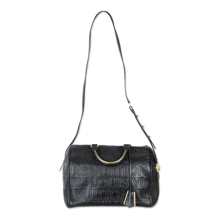 Louis Vuitton Speedy Cube 30 Black Calfskin Embossed Leather Satchel