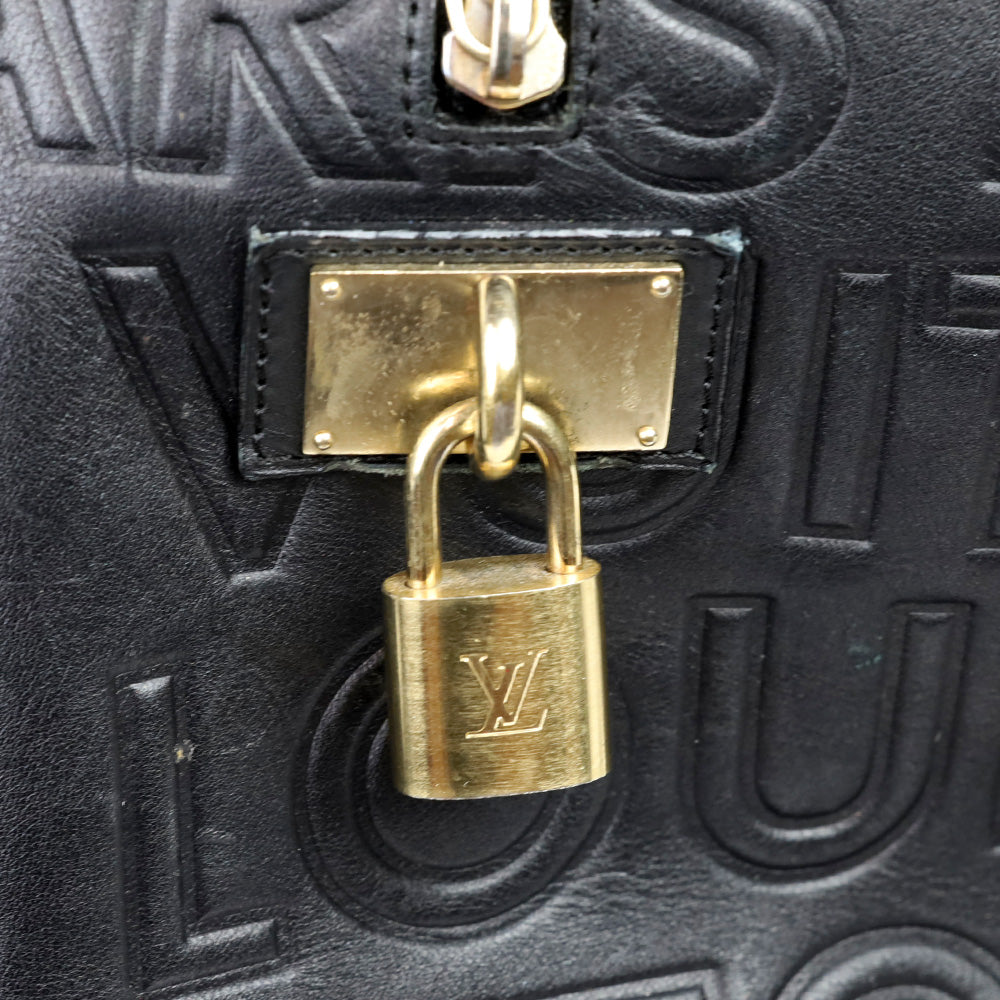 Louis Vuitton Speedy Cube 30 Black Calfskin Embossed Leather Satchel