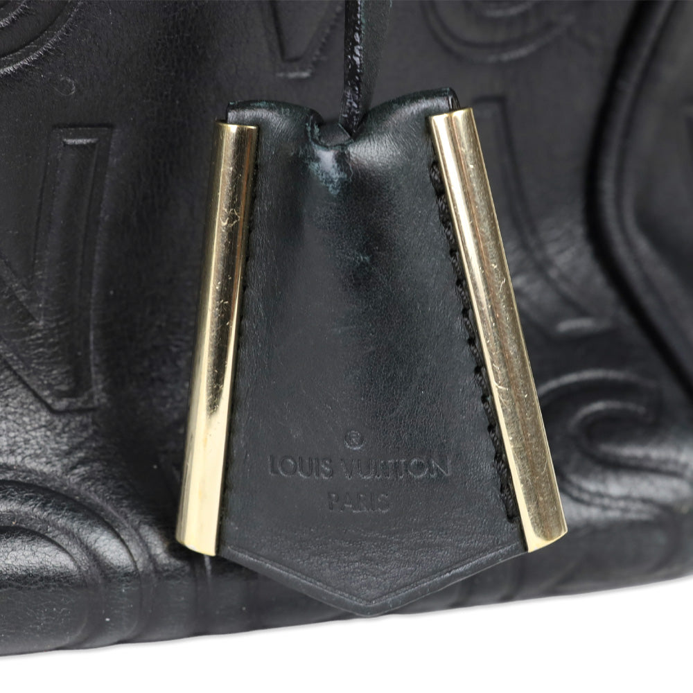 Louis Vuitton Speedy Cube 30 Black Calfskin Embossed Leather Satchel