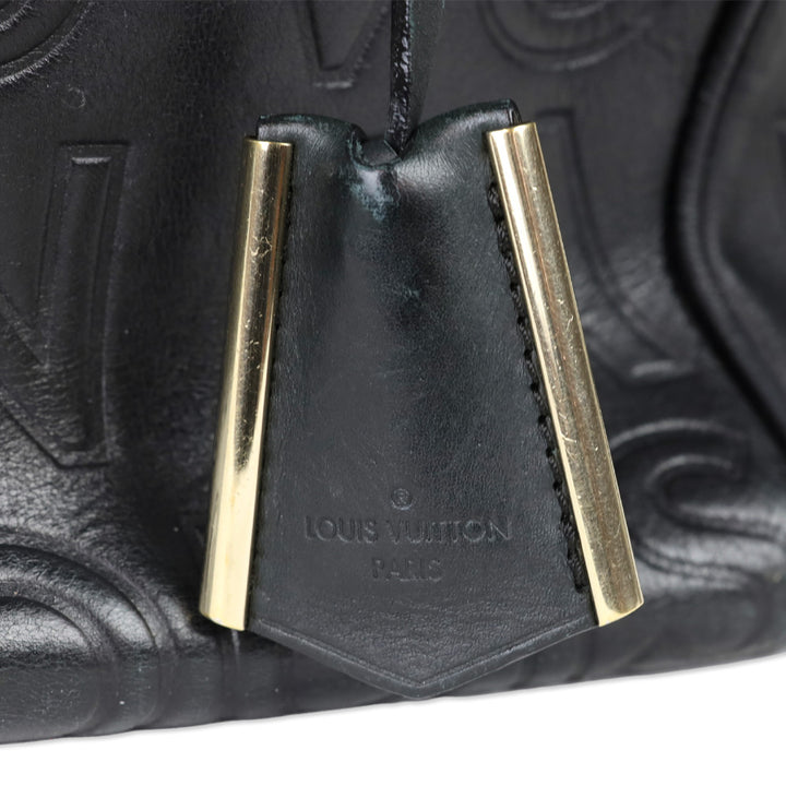 Louis Vuitton Speedy Cube 30 Black Calfskin Embossed Leather Satchel