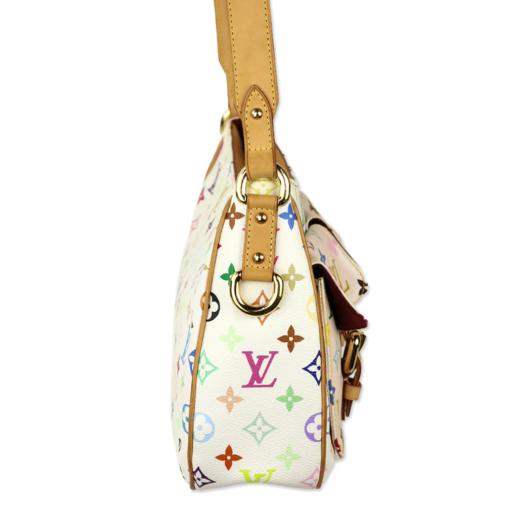 Louis Vuitton White Monogram Multicolor Lodge GM Hobo Bag