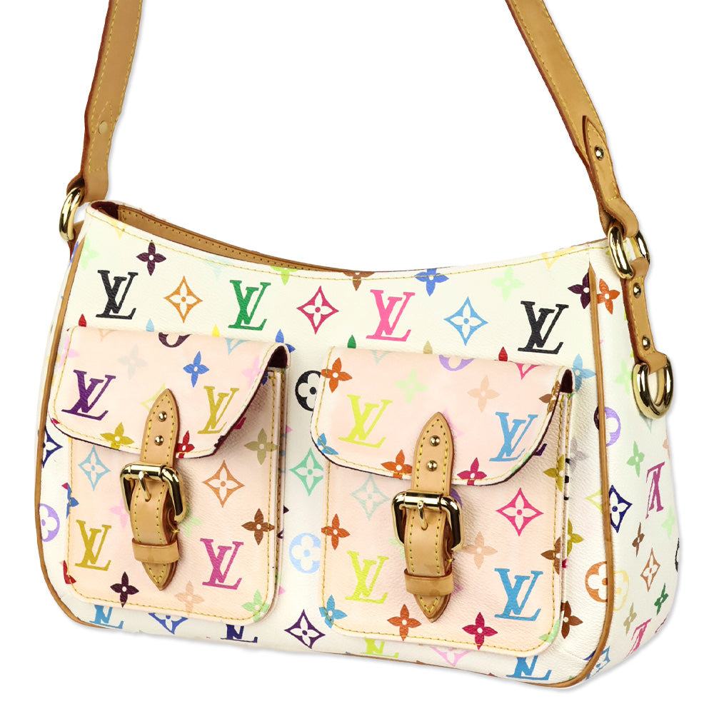 Louis Vuitton White Monogram Multicolor Lodge GM Hobo Bag