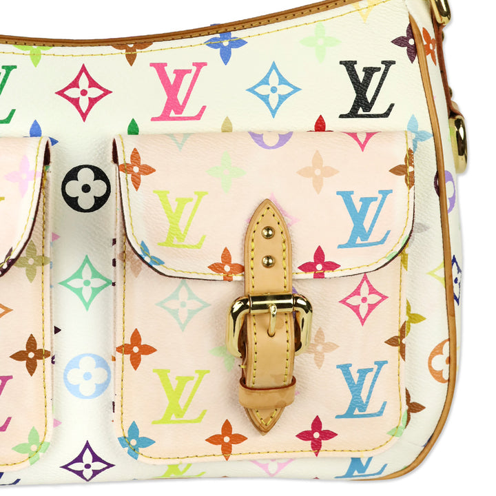 Louis Vuitton White Monogram Multicolor Lodge GM Hobo Bag