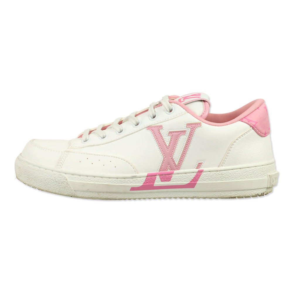 Louis Vuitton White/Light Pink LV Monogram Leather Charlie Sneakers