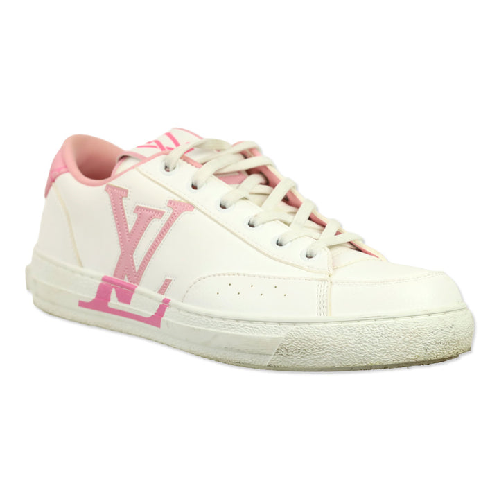Louis Vuitton White/Light Pink LV Monogram Leather Charlie Sneakers