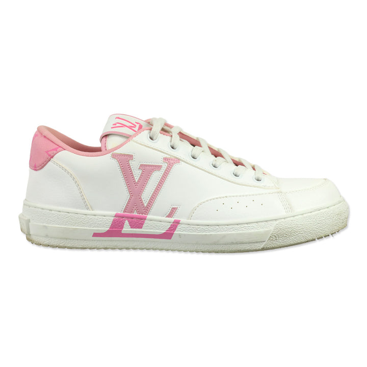 Louis Vuitton White/Light Pink LV Monogram Leather Charlie Sneakers