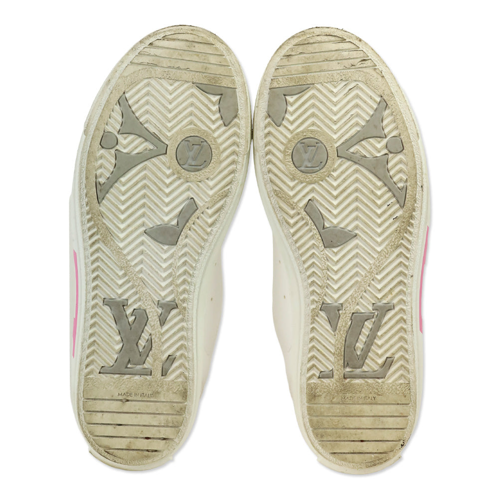 Louis Vuitton White/Light Pink LV Monogram Leather Charlie Sneakers