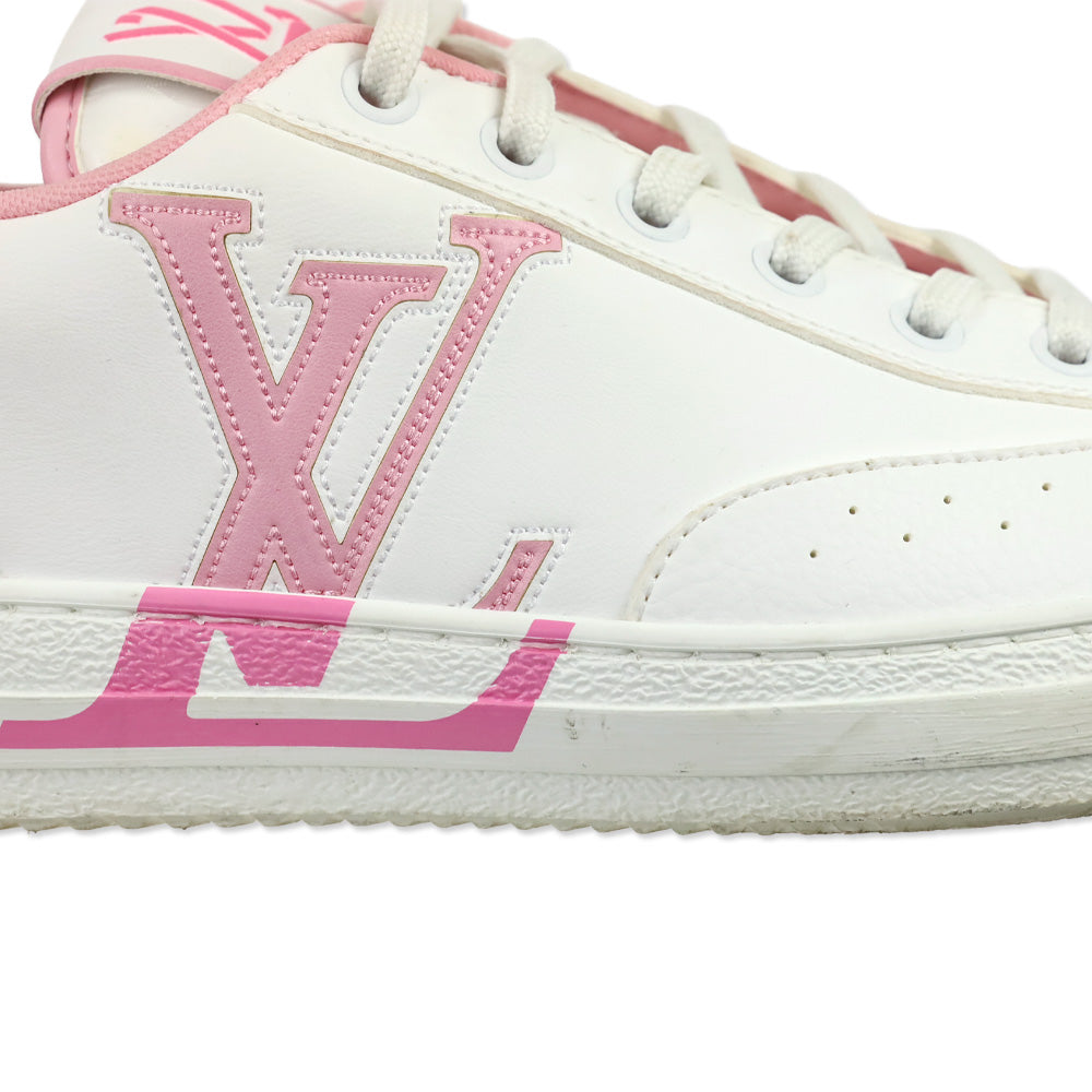 Louis Vuitton White/Light Pink LV Monogram Leather Charlie Sneakers