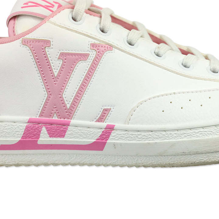 Louis Vuitton White/Light Pink LV Monogram Leather Charlie Sneakers