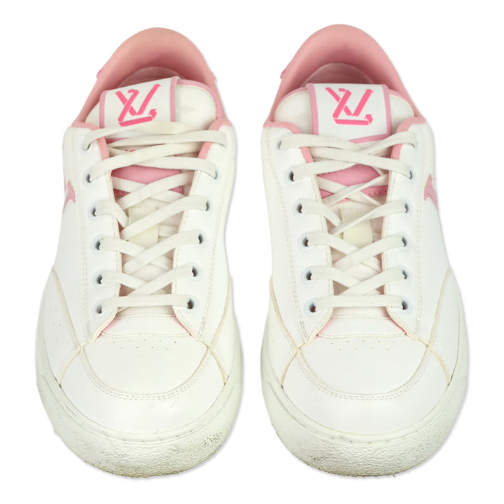 Louis Vuitton White/Light Pink LV Monogram Leather Charlie Sneakers