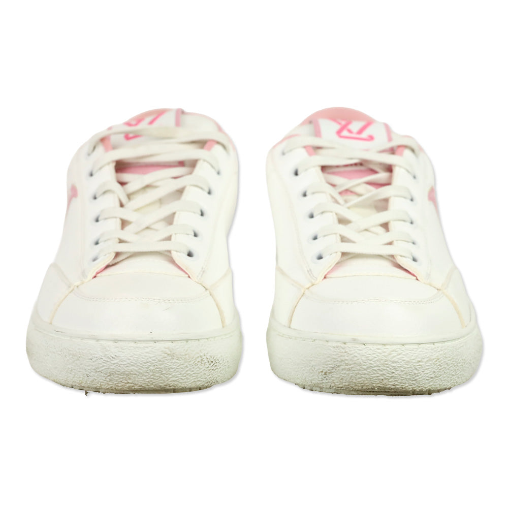 Louis Vuitton White/Light Pink LV Monogram Leather Charlie Sneakers