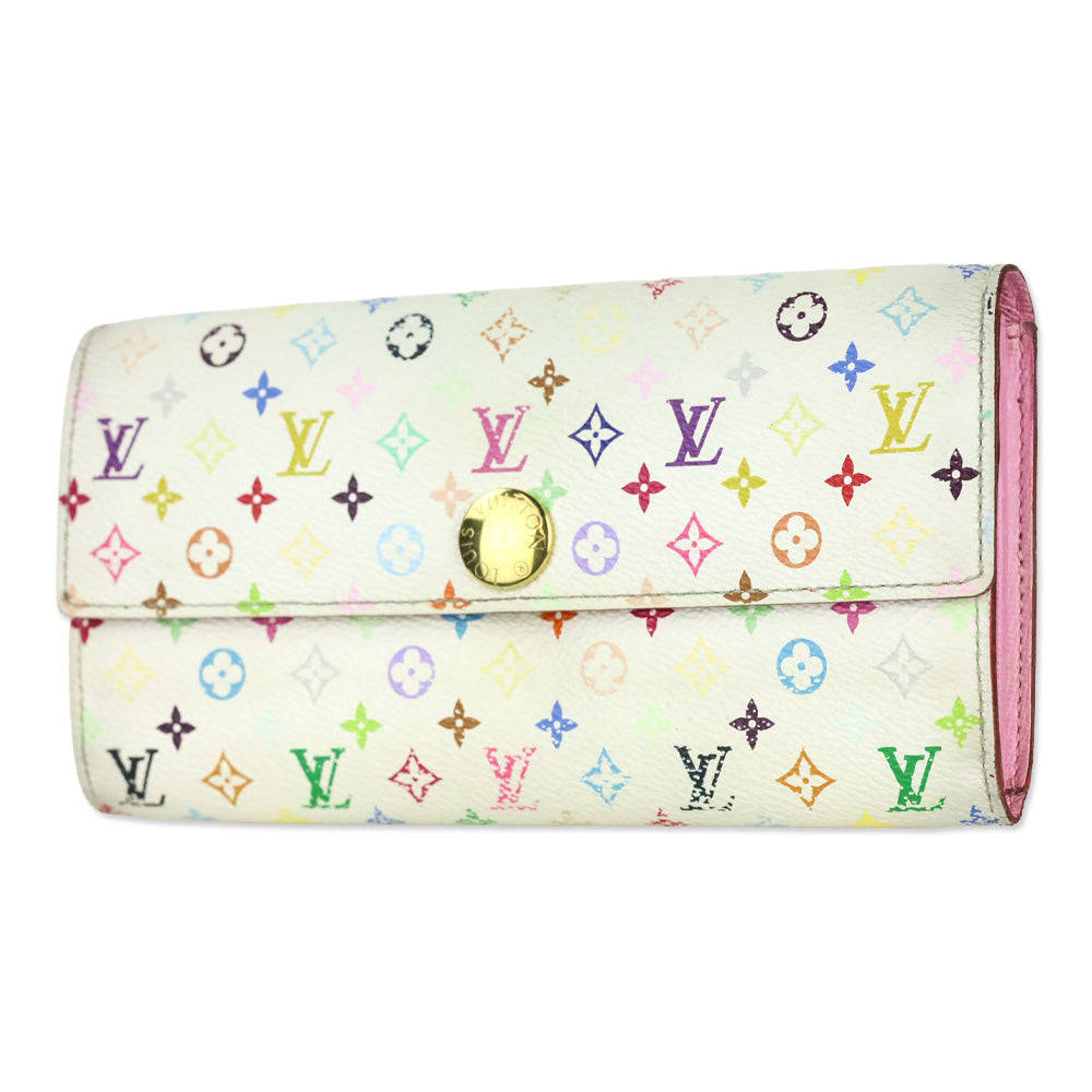 Louis Vuitton x Takashi Murakami White Multicolor Monogram Sarah Long Wallet