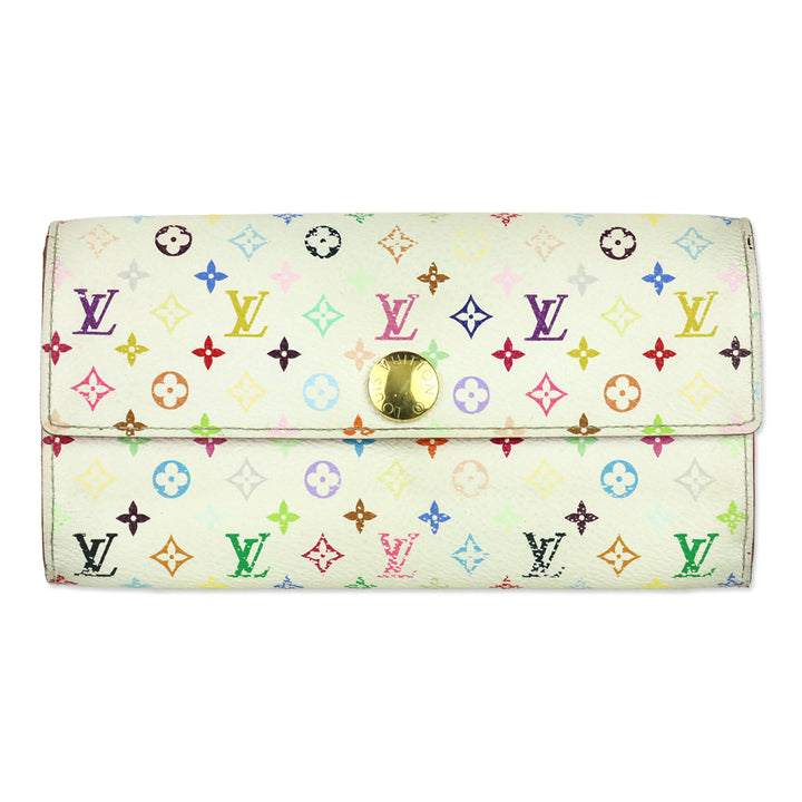 Louis Vuitton x Takashi Murakami White Multicolor Monogram Sarah Long Wallet