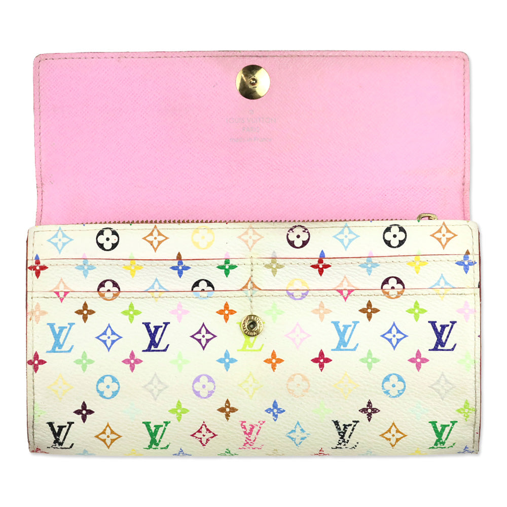 Louis Vuitton x Takashi Murakami White Multicolor Monogram Sarah Long Wallet