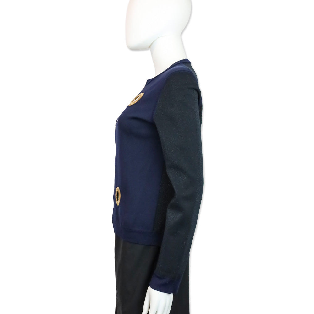 Louis Vuitton 2015 Resort Navy Dot Cutout Zip-Up Jacket