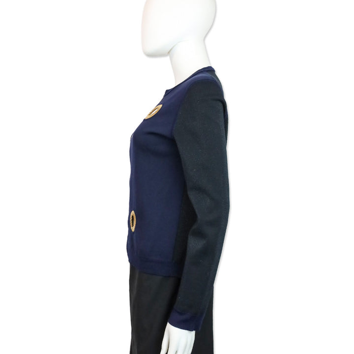 Louis Vuitton 2015 Resort Navy Dot Cutout Zip-Up Jacket