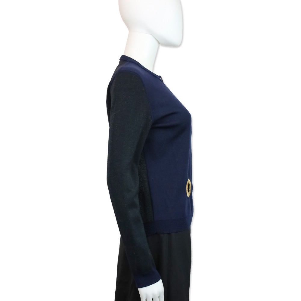 Louis Vuitton 2015 Resort Navy Dot Cutout Zip-Up Jacket