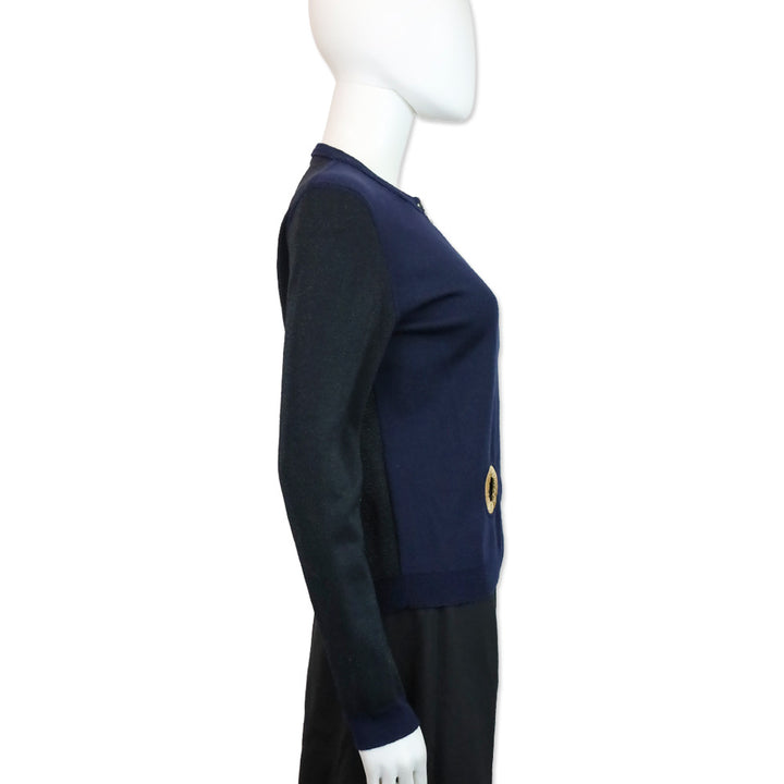 Louis Vuitton 2015 Resort Navy Dot Cutout Zip-Up Jacket