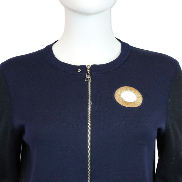 Louis Vuitton 2015 Resort Navy Dot Cutout Zip-Up Jacket