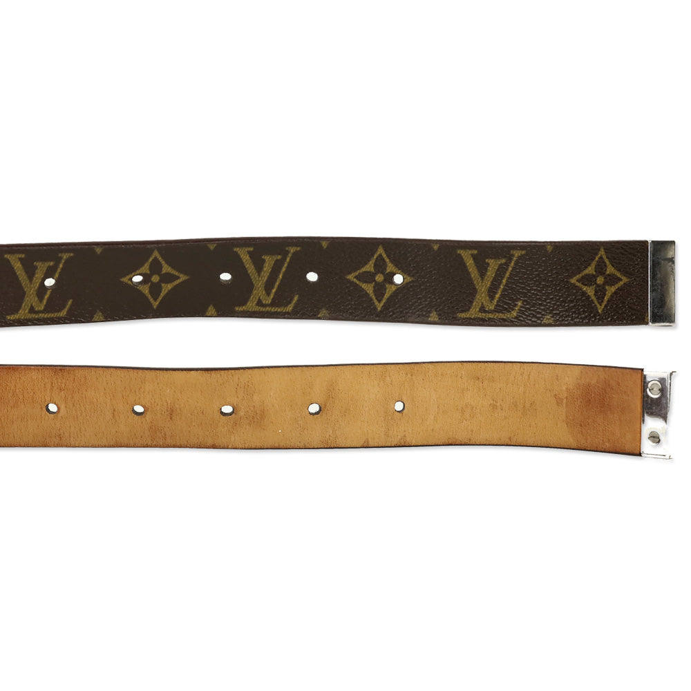 Louis Vuitton Monogram Coated Canvas Silver Buckle Belt