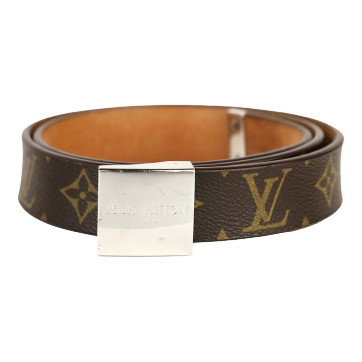 Louis Vuitton Monogram Coated Canvas Silver Buckle Belt