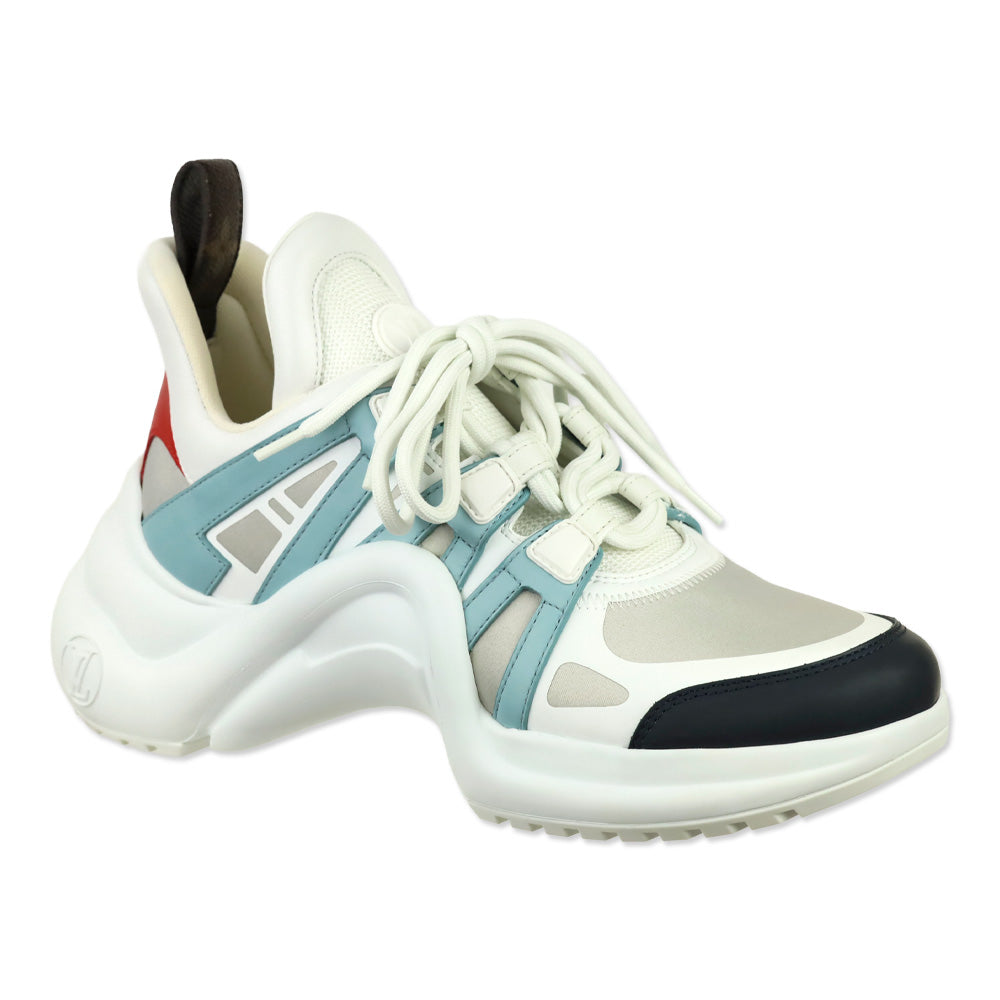 Louis Vuitton White/Blue/Gris Calfskin Technical Nylon LV Archlight Sneaker