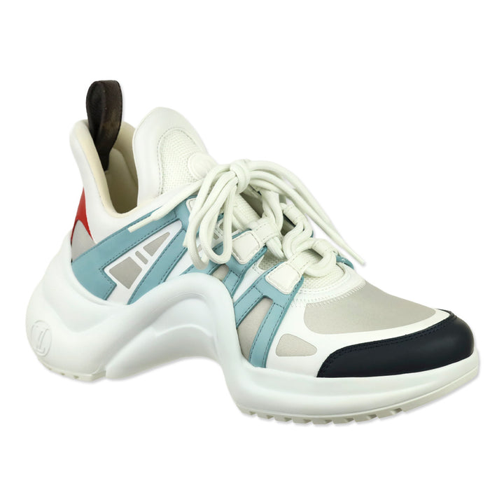 Louis Vuitton White/Blue/Gris Calfskin Technical Nylon LV Archlight Sneaker