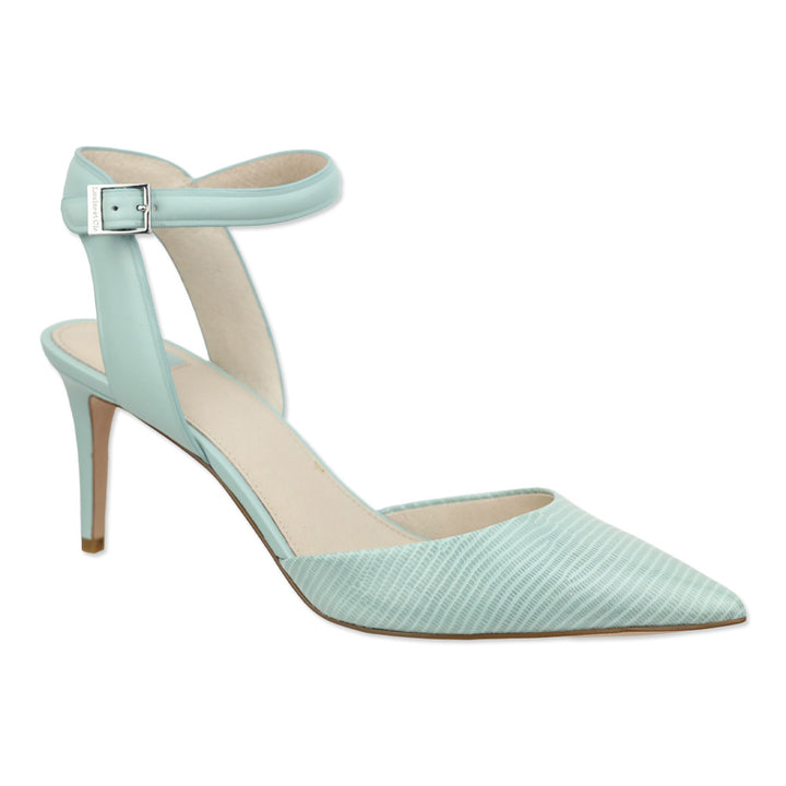 Louise et Cie Chiffon Mist Patent Micro Lizard/Smooth Calf Leather Ankle-Strap Sandal