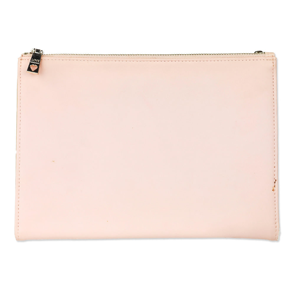 Love Moschino Logo Pink Leather Zip Bofild Wallet