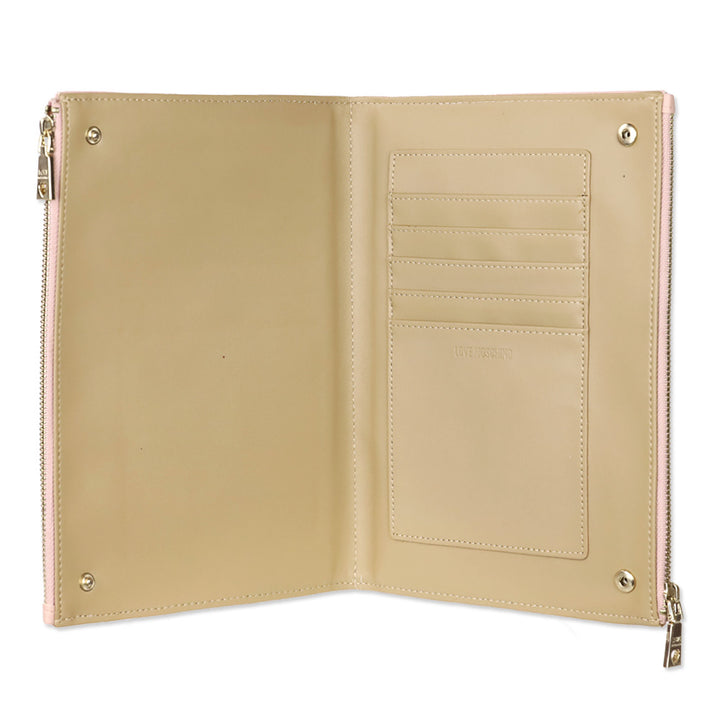 Love Moschino Logo Pink Leather Zip Bofild Wallet