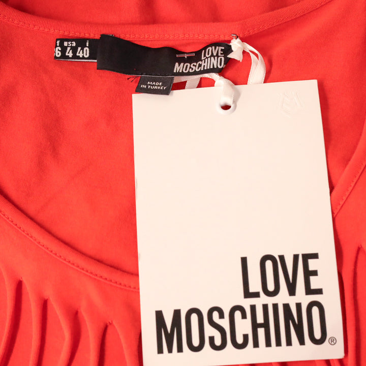 Love Moschino Orange Logo Print Fringe Tank Top