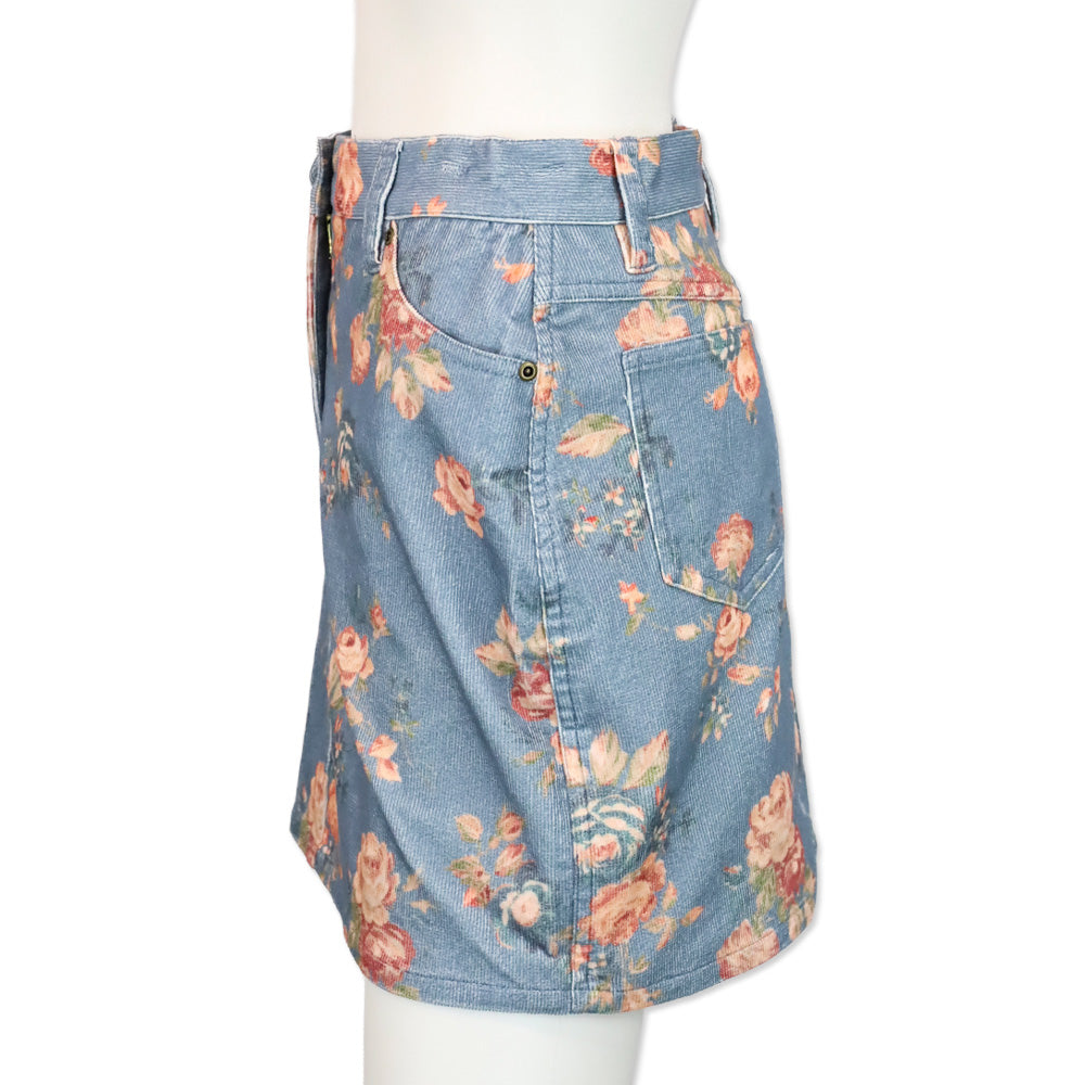 LoveShackFancy Faded Denim Corduroy Hollywood Skirt