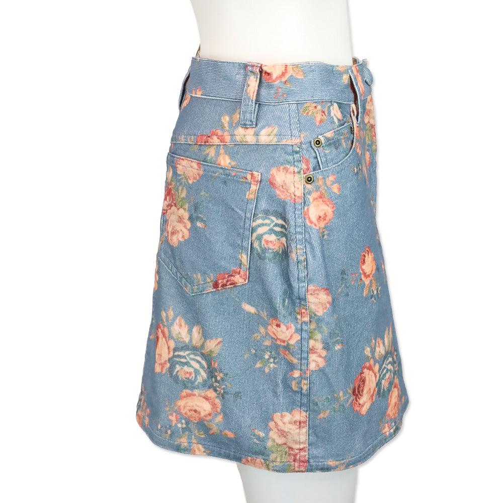 LoveShackFancy Faded Denim Corduroy Hollywood Skirt