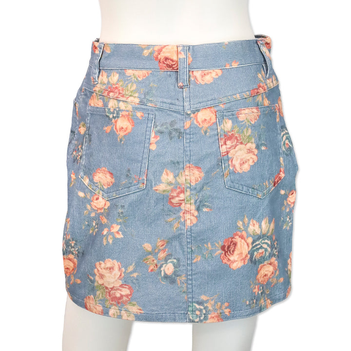 LoveShackFancy Faded Denim Corduroy Hollywood Skirt