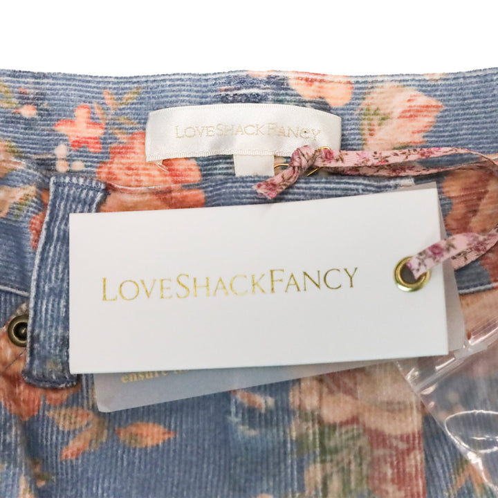 LoveShackFancy Faded Denim Corduroy Hollywood Skirt