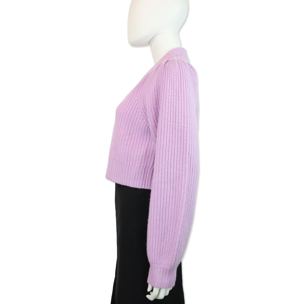 LoveShackFancy Lavender Avignon V-Neck Crop Cardigan