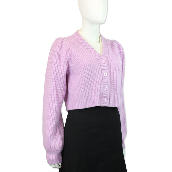 LoveShackFancy Lavender Avignon V-Neck Crop Cardigan