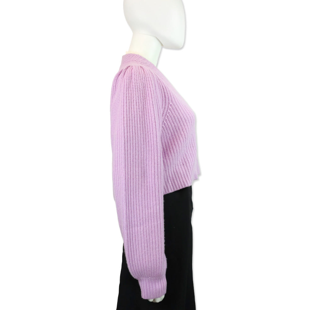LoveShackFancy Lavender Avignon V-Neck Crop Cardigan