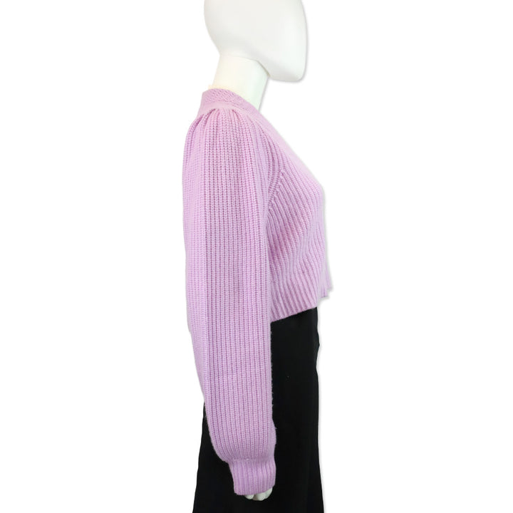LoveShackFancy Lavender Avignon V-Neck Crop Cardigan
