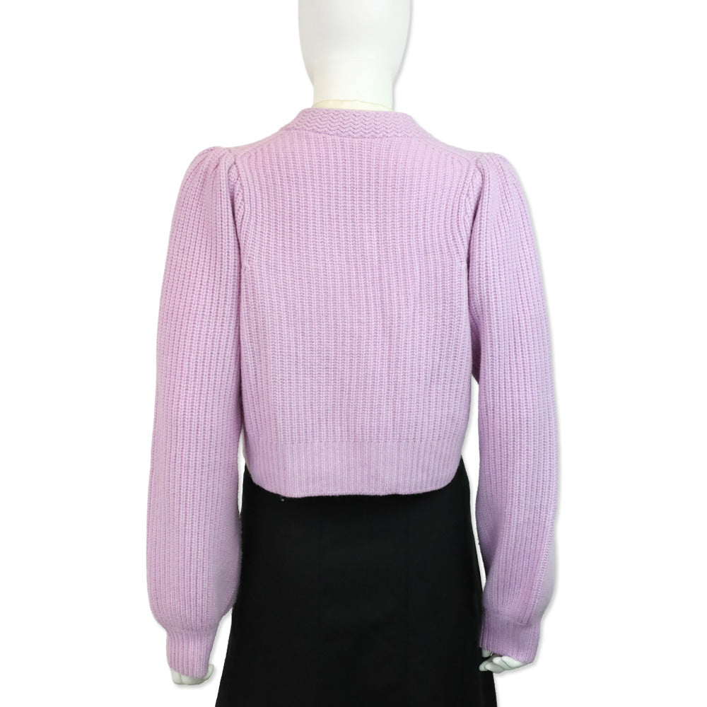 LoveShackFancy Lavender Avignon V-Neck Crop Cardigan