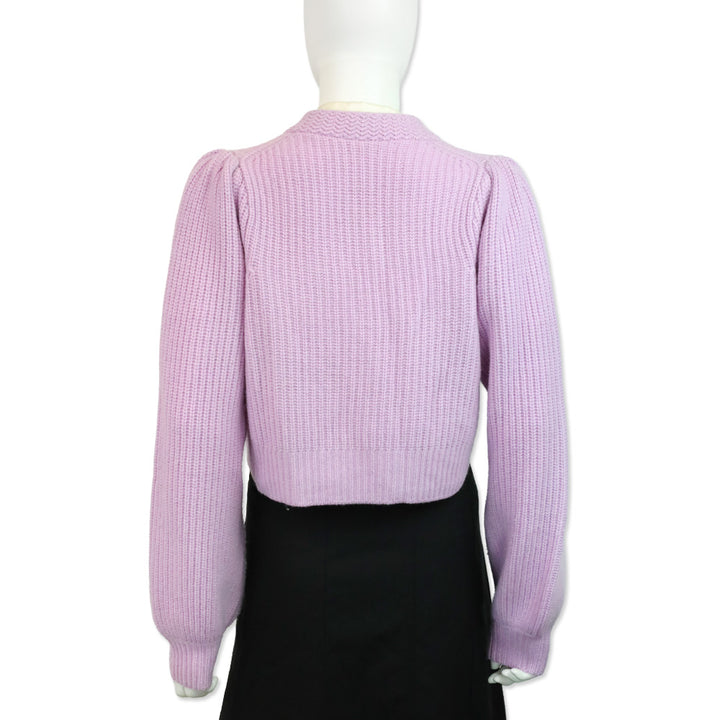 LoveShackFancy Lavender Avignon V-Neck Crop Cardigan