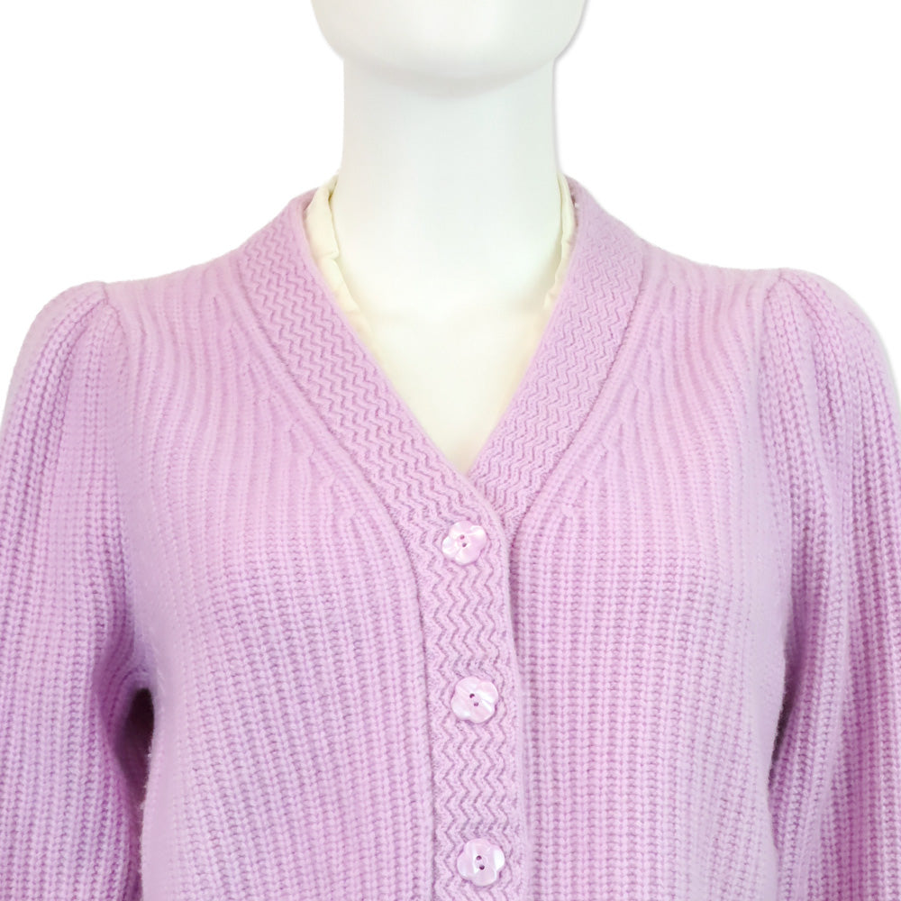 LoveShackFancy Lavender Avignon V-Neck Crop Cardigan